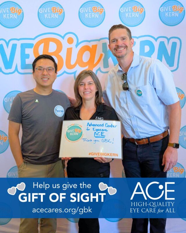 💝 It’s official — @givebigkern 2025 is underway, and we’re so excited to kick things off this morning!
Kern County’s Day of Giving is just two weeks away (May 6!), but early donations are already being accepted — and this year, we’re rallying support for something big: our brand-new Vision Van campaign! 🚐✨
As the only nonprofit eye care provider in the Central Valley, ACE has spent the last 14 years making sight-restoring care accessible and affordable to thousands of uninsured and underinsured individuals across Kern County. Now, we’re hoping to hit the road to do even more by bringing free eye exams and glasses directly to students in Kern’s most remote, underserved communities.
📲 You can be part of this exciting next chapter by donating early at: acecares.org/gbk (link in bio!)
Stay tuned to learn more about the Vision Van and how you can help drive access to care where it’s needed most. 💙
#GiveBigKern #VisionVan #eyecareforall #seebetterbakersfield #bakersfieldca #eyecarebakersfield #bakersfieldoptometrist #bakersfieldophthalmologist #eyecare #communitysupport #givethegiftofsight #giveback @jenniferstambook @andrewakaomd